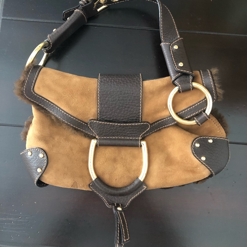 Dolce & Gabbana suede and fur shoulder bag